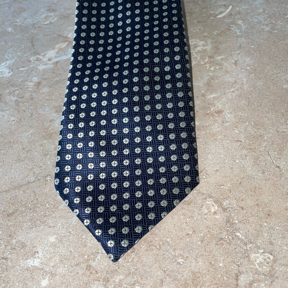 Elegant Blue and silver Checkered Men's Tie